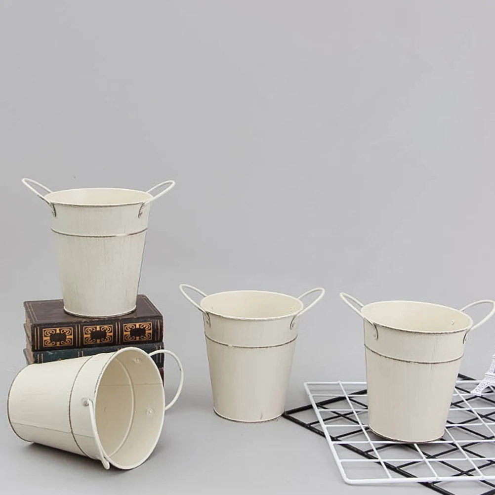 

Rustic Iron Faux Flowerpot Farmhouse Decor Rustic Flower Pot Vintage Iron Vase Home Kitchen Bedroom Garden