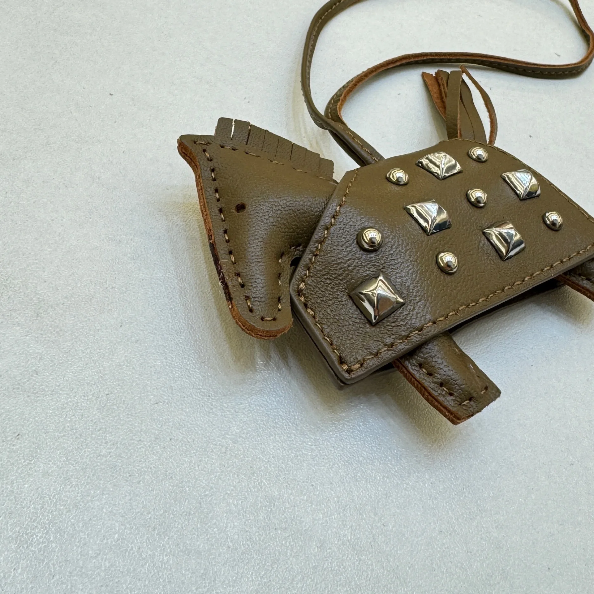 Soft Leather Pony Pendant, Car Pendant, Key Pendant, Handmade Leather New Rivets War Horse Bag Charm, Bag Charm Leather