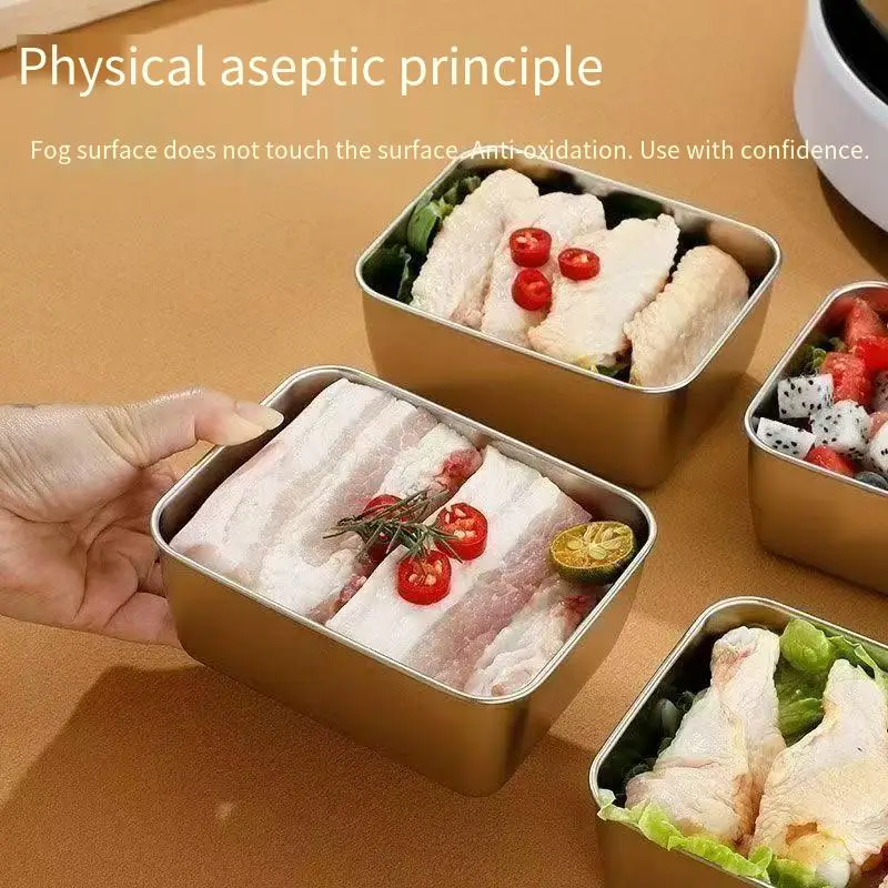Stainless steel lunch box 316, food-grade, covered fresh-keeping box, office worker lunch box, sealed rectangular shape
