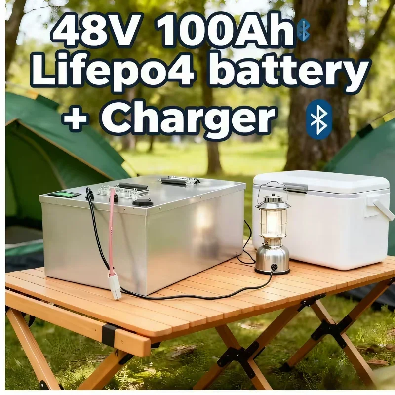 lifepo4 48v 100AH ​​lithium battery with bluetooth BMS APP inverter solar energy storage and two-wheel small vehicle power