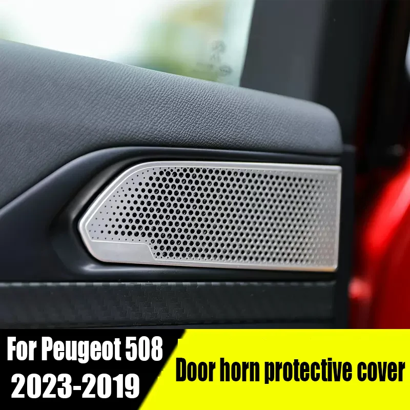 Stainless steel door speaker protective cover and audio decorative sticker For Peugeot 508 2023 2022 2021 2019