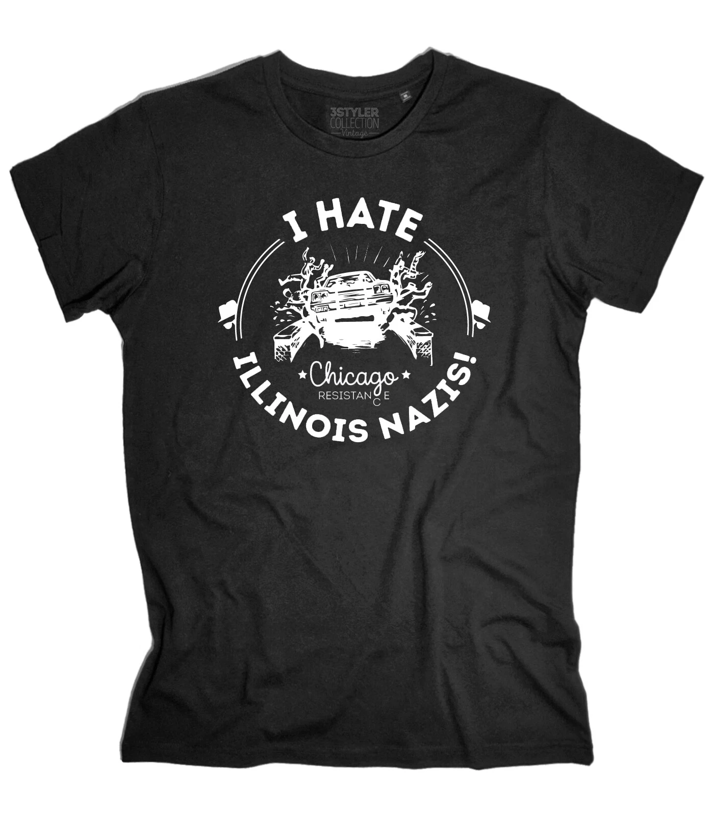 Men's T-shirt with The Words' I Hate The Nazis in Illinois! 'inspired By The Printed T-shirt From The Movie' Blues Brothers'