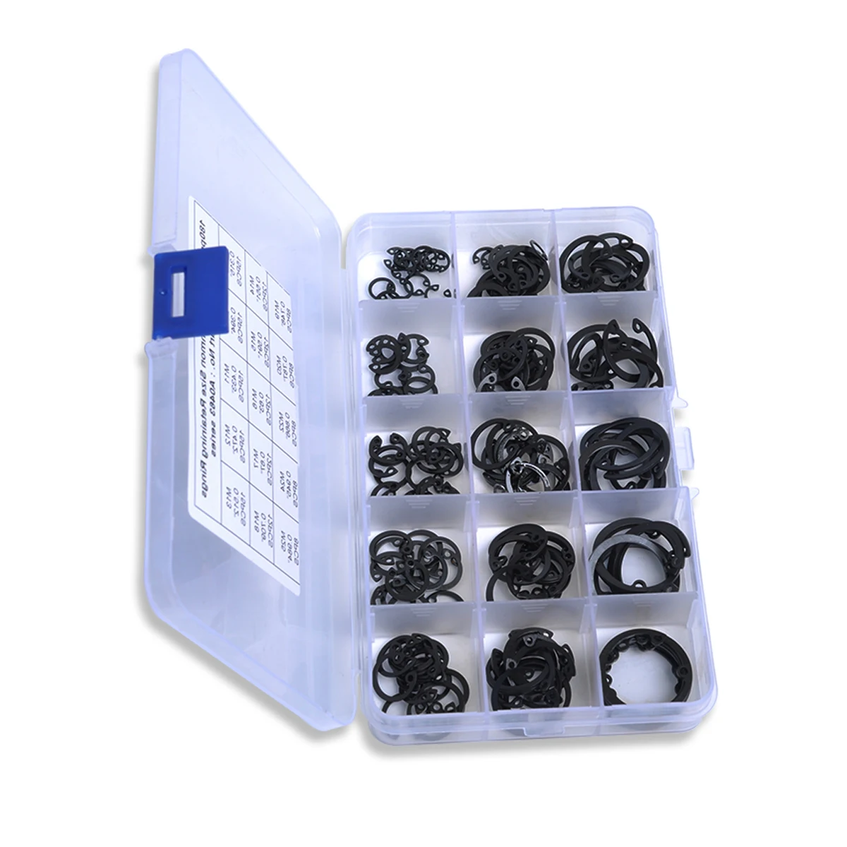 

180pcs Spring Steel Circlip Retaining Snap Ring Assortment Kit Black Oxide Corrosion Resistant Automotive Industrial Use