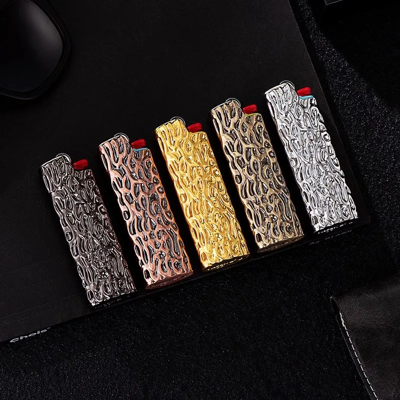 New 1pc Metal  Lighter Case Cover Holder For Bic J6 Lighters Sleeve Comfortable Grasp Lighter Holder Shell  EDC Tool