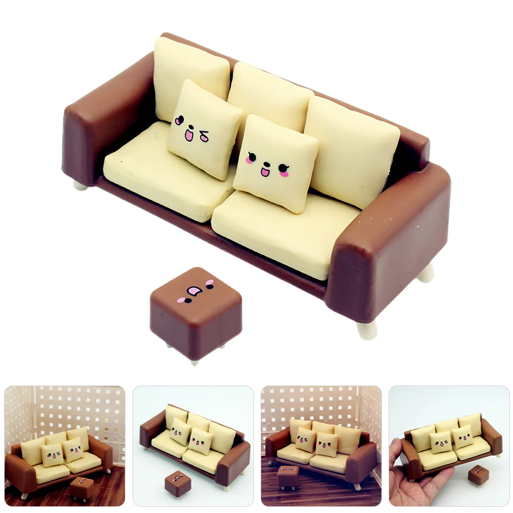 Retro Decor Dollhouse Sofa Mini Accessories Furniture Toys Miniature Stool for Crafts