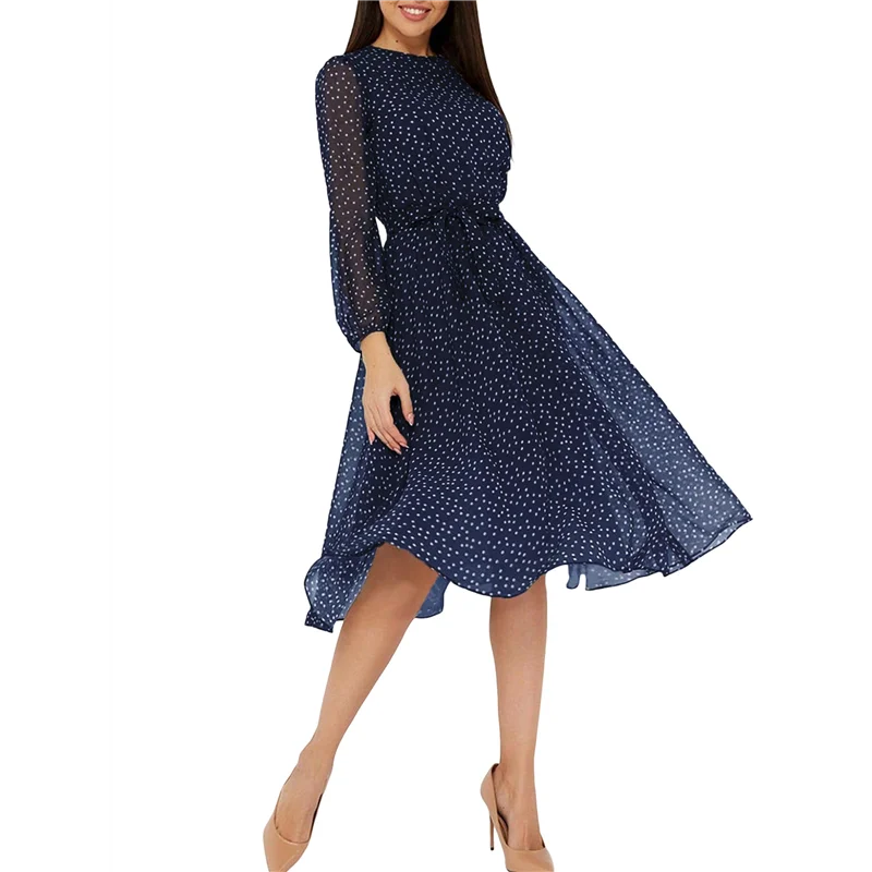 CYL-Mulheres 2025 outono casual manga comprida gola redonda evasê flowy floral boho vestidos maxi para convidados de casamento