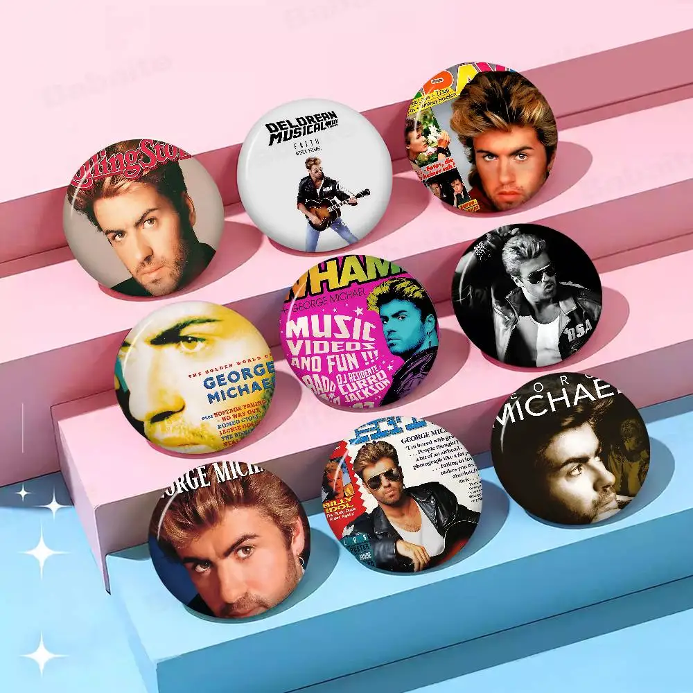 Wohnkultur G-George Michael Runde Knopf Pins Slogan Kreative Broschen Rucksack Kleidung Dekoration Mode Cartoon Schmuck