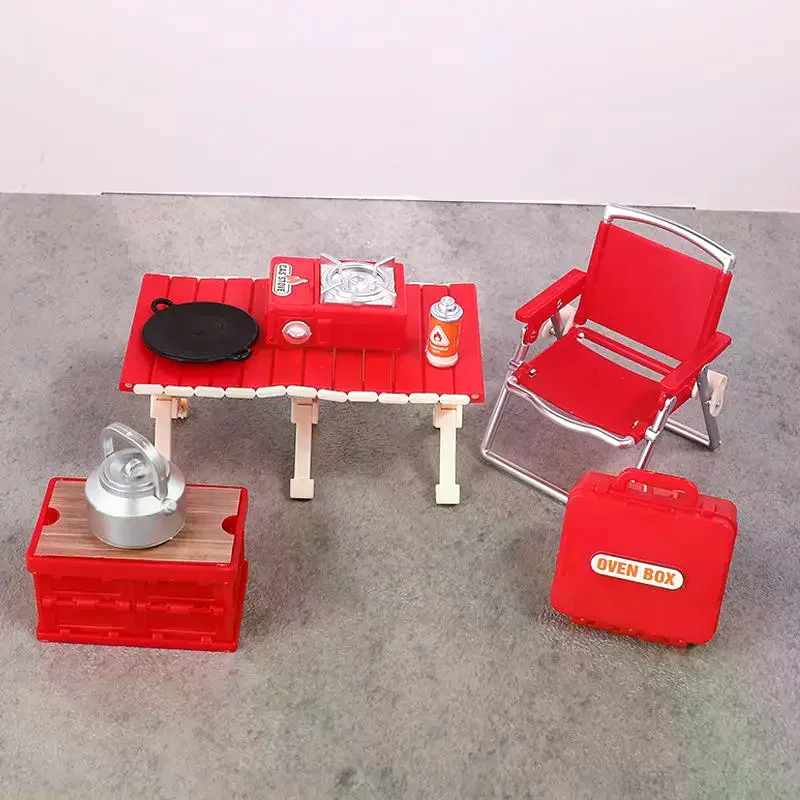 1:12 casa de bonecas em miniatura acampamento piquenique conjunto cadeira dobrável fogões a gás modelo decoração brinquedo casa boneca acessórios