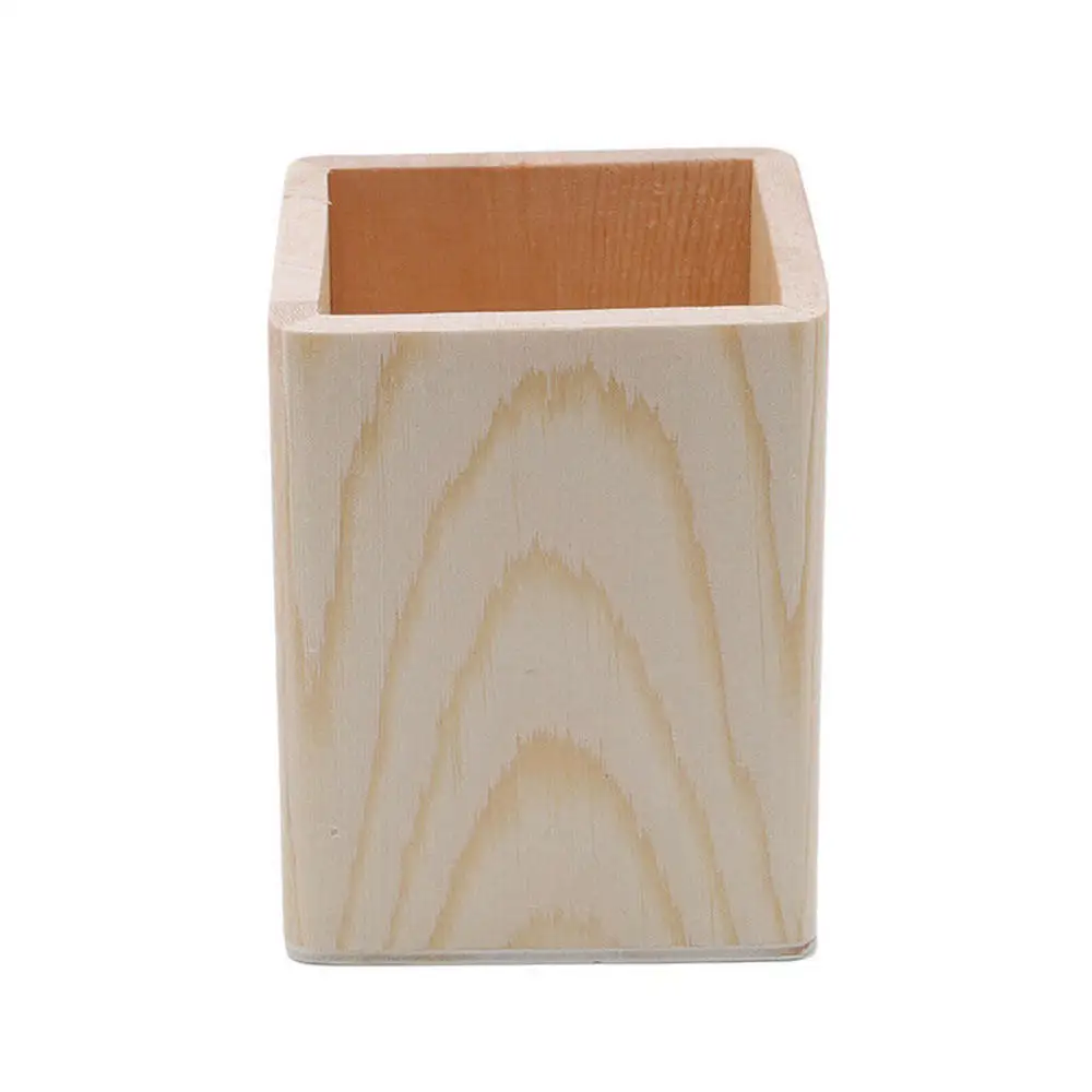 Desktop Wooden Pen Holder School Office Pen Pencil Storage Box DIY Table Stationery Organizer Pot Home Makeup Brush Container