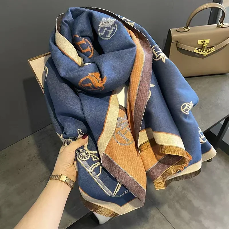 Luxury Autumn winter 2024 New Imitation Cashmere Scarf Women Fashion Versatile Lady Girls Warm Cape Neck Ladies Scarves Écharpes