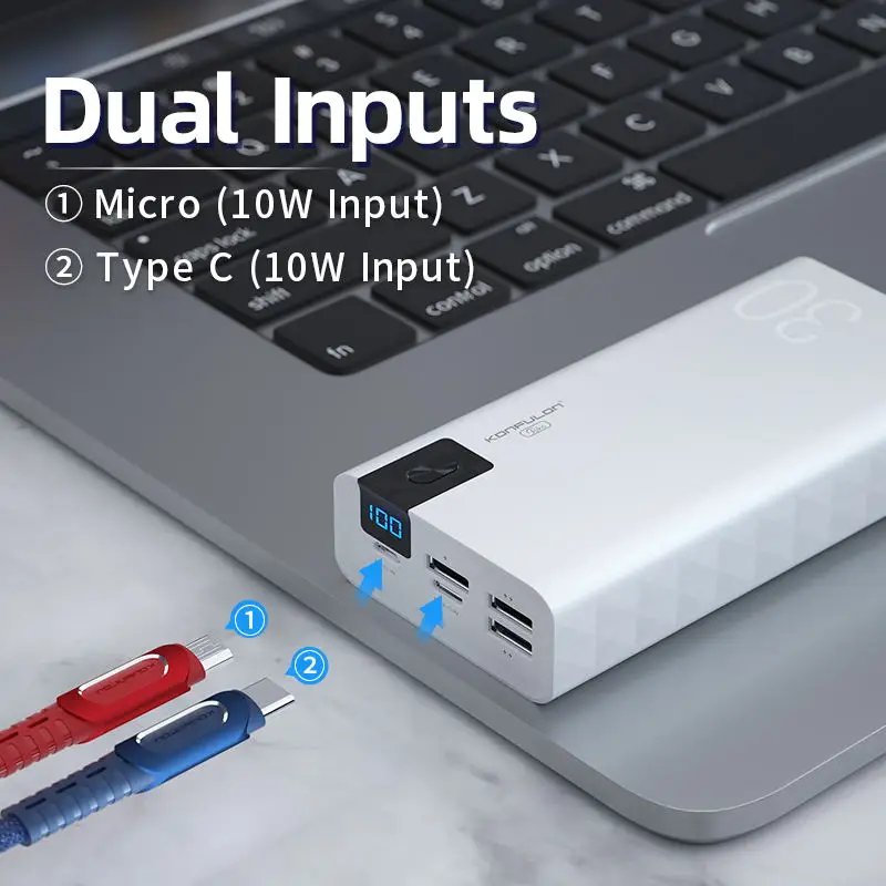 O dużej pojemności 30000mAh Power Bank, wyświetlacz LCD, przenośna bateria zewnętrzna, 3 porty wyjściowe USB, zewnętrzna bateria pomocnicza