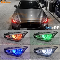 For Infiniti Q50 V37 Q70 Q70L Y51 Nissan Skyline Bluetooth App Ultra Bright Multi-Color RGB Led Angel Eyes Kit Halo Rings