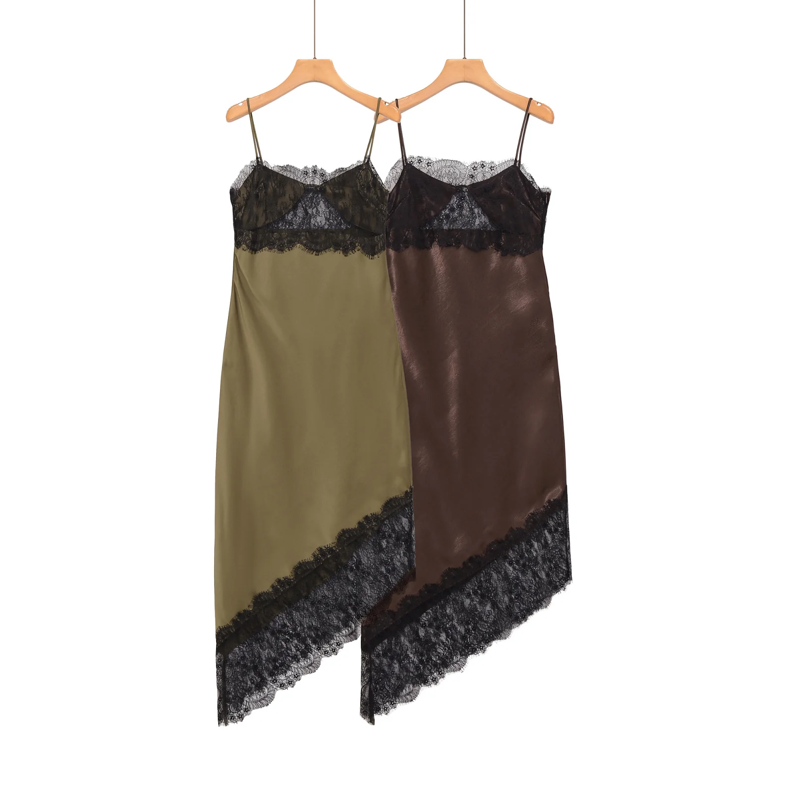 Zevity Damen Sexy Ausgeschnittenes Spitzenkleid mit Asymmetrischer Schnürung, Schickes Seitliches Reißverschluss-Clubkleid, Marken-Partykleid DS9543