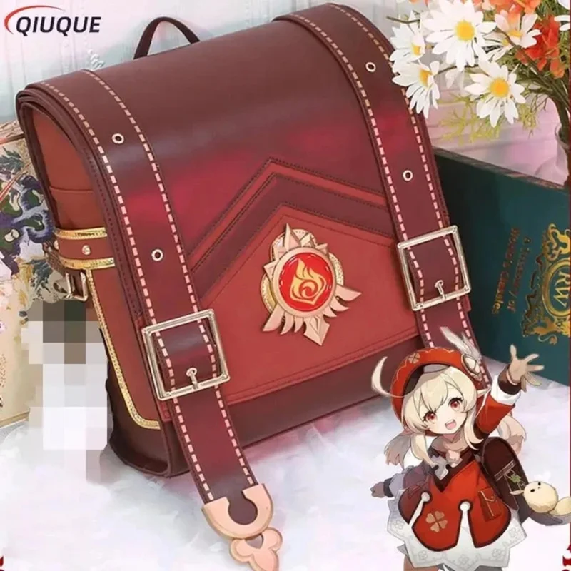 Klee Spark Knight Mochila De Cuero PU para mujer, accesorios de disfraz de Anime, accesorios para niñas