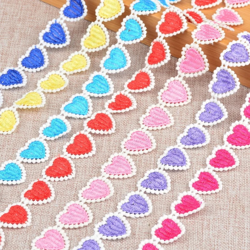 30Yards Lace Fabric Heart Shape Embroidered Ribbon Collar Trim Applique For Wedding Dress DIY Crafts Sewing 2025