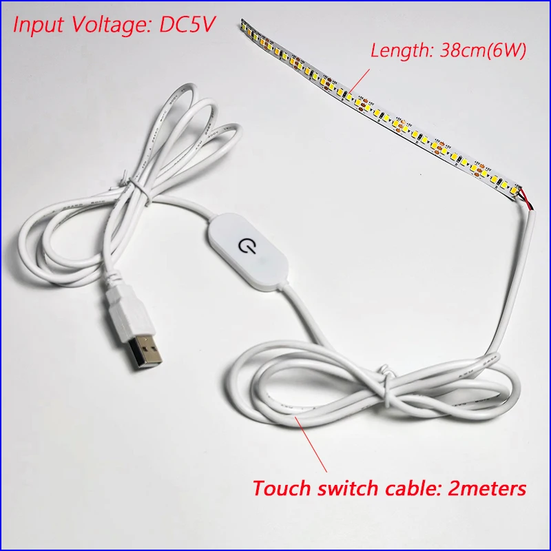 

DC5V USB Interface Touch Switch Dimming Controller 2meters With 38cm 6W LED Strip 3Colors 8mm Width 3000K+6500k.