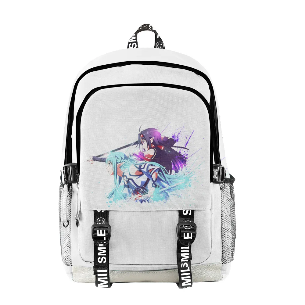 Harajuku Novelty Sword Art Online Student School Bags Unisex 3D Print Oxford Waterproof Notebook multifunction Travel Backpacks