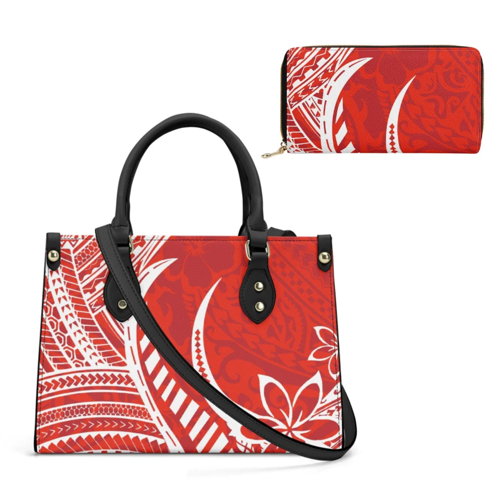 

Custom-Made Women'S Polynesian Handbags, Fashionable Shopping Wallet Sets, Travel Leather, Exquisite Ladies' Printed Patterns