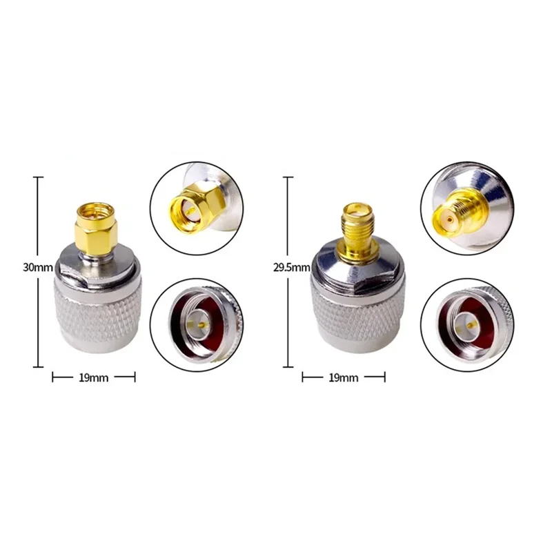 2Pcs SMA Female Male to PL259 SO239 N UHF TNC RF Antenna Connector RF Coax Coaxial Adapter Copper Brass Converter view 4