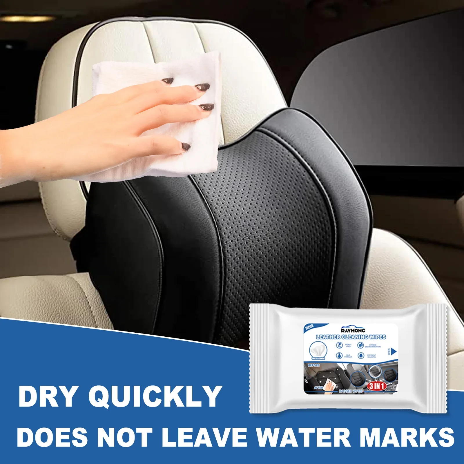 

Car Cleaning Wet Wipe Practical Multifunctional Design Leather Seat Shoes Wheel Wipes Disposable 3in1 Portable Easy To Use