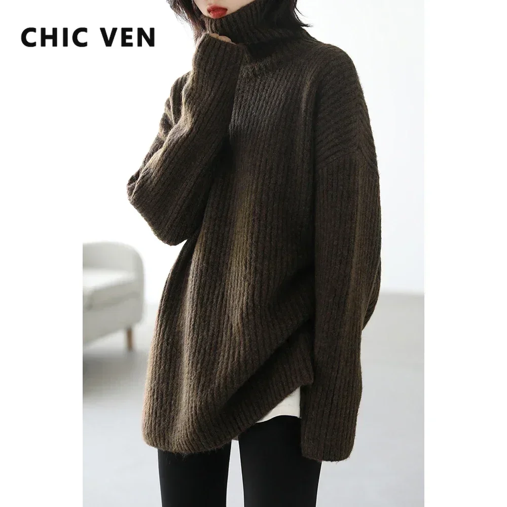 CHIC VEN Women Sweater Loose Casual Turtleneck Solid Pullover High Neck Underwear Bottomed Woman Jumpers Girl Autumn Winter 2025 3 CHIC VEN Women Sweater Loose Casual Turtleneck Solid Pullover High Neck Underwear Bottomed Woman Jumpers Girl Autumn Winter 2025 3