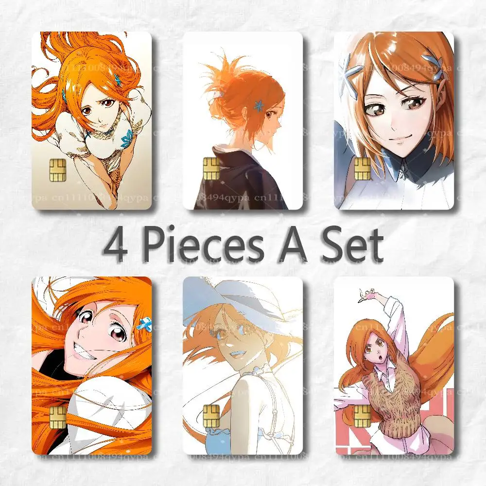 O-Orihime Inoue B-Bleach-es Credit Card Skin Stickers Waterproof with Chip Cutout 4 Pack for Credit Debit Transportation Cards