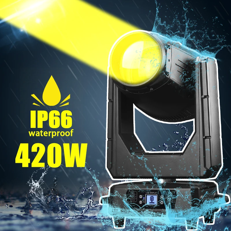 

MSIP66 420 Вт Выделенные водонепроницаемые светильники с подвижной головкой IP66 Sky Lyre Beam Открытый концертный сценический острый луч Dj Lights