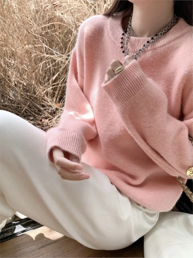 

Sweater Simple Style All-match Comfortable Winter Clothes Woman Pulls Femmes Women's Casual Round Neck Sweater With Inner Layer