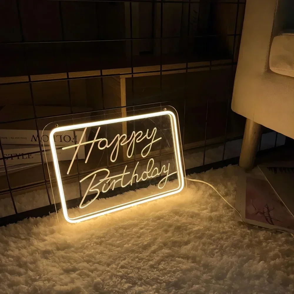 Gelukkige Verjaardag Neon Beeldhouwen Teken Persoonlijk Op Maat Gemaakt Led Licht Voor Vriend Geboorte Geschenken Woonkamer Decor Neon Letters Op De Muur