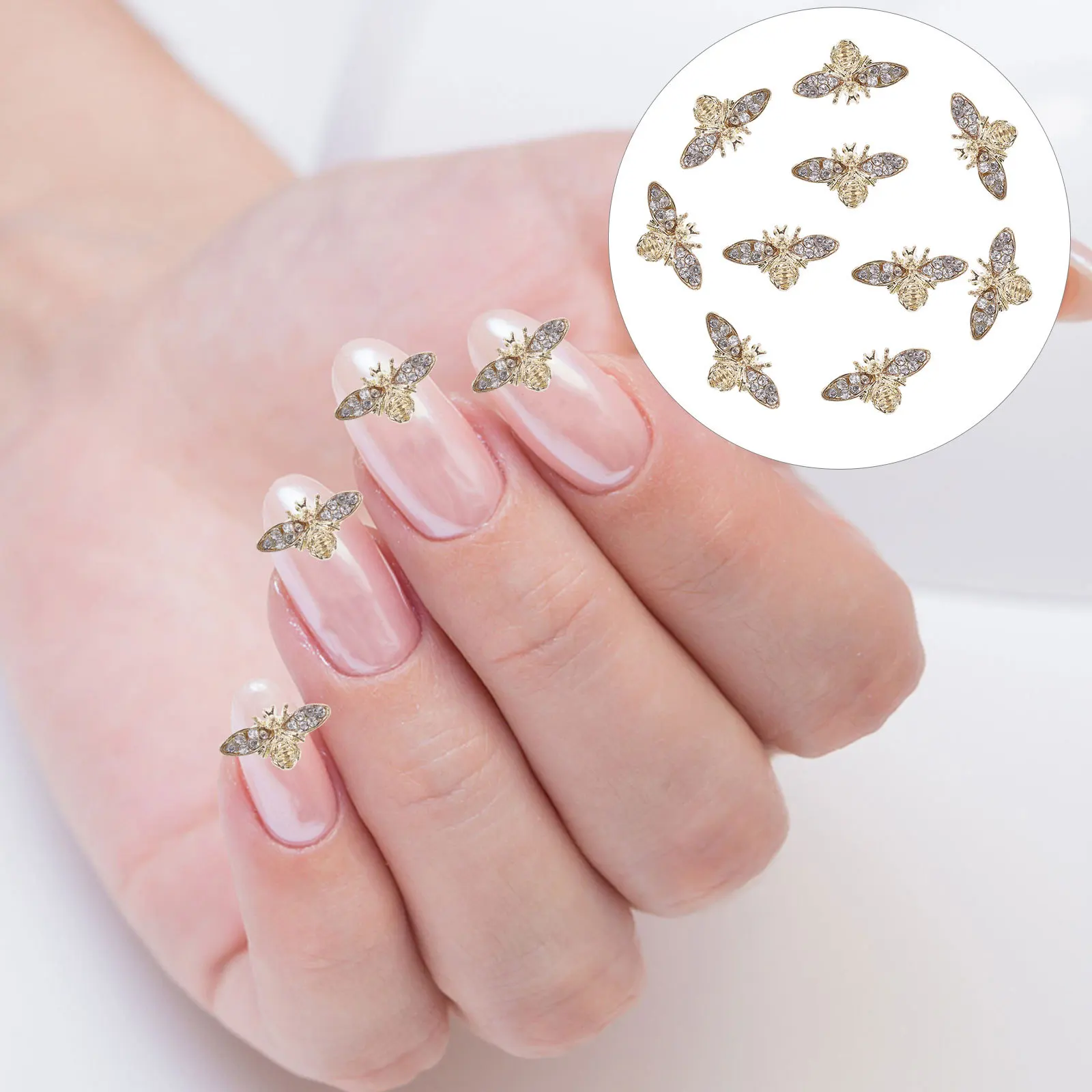 

10Pcs Bee 3D Alloy Nail Decorations Charms for DIY Manicure Natural Fake Nails Nail Art Jewelry DIY Manicure Material