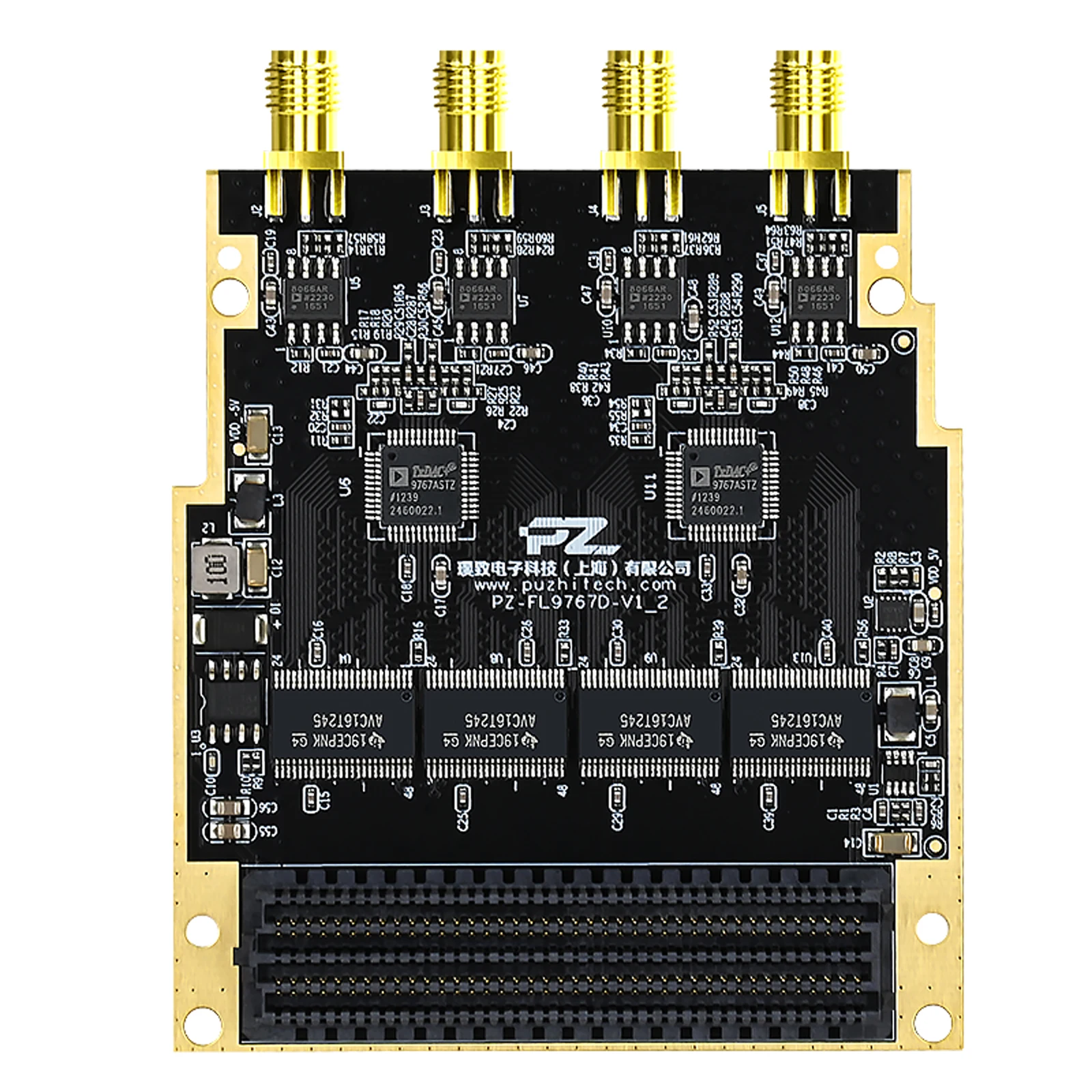 Puzhi FMC Daughter Card PZ-FL9767D 4-Channel High-Speed DAC, 14-Bit, 125 MSPS Sampling Rate, standard FMC-LPC, AD9767 FMC Board