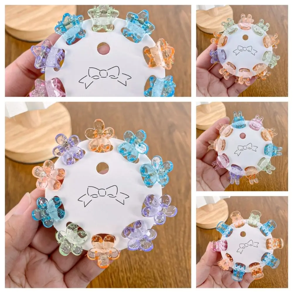 Hair Accessories Mini Hair Claw Transparent Hair Clip Star Hair Crab Clip Candy Color Hair Ornaments Flower Mini Hair Claw