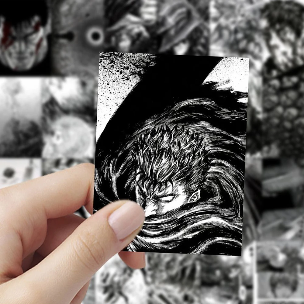 10/30/60 szt. Czarne i Białe Naklejki Berserk Cool Guts Anime Naklejka na Laptopa Deskorolkę Rower Walizkę Wodoodporne Naklejki z Postaciami