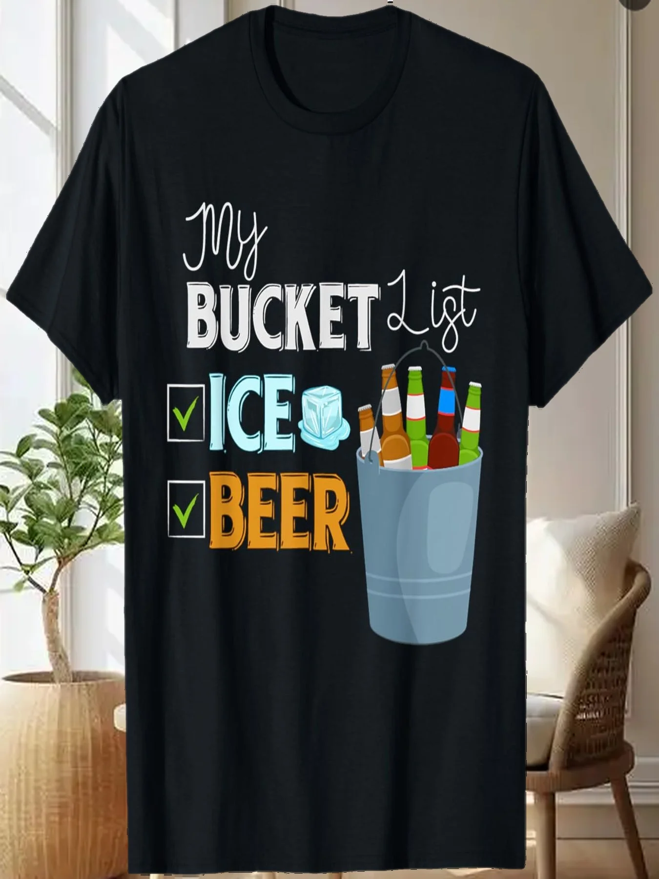 

Футболка «Мой список ведер. Холодное пиво. Мое лето. Список ведер. Футболка с ведрами.