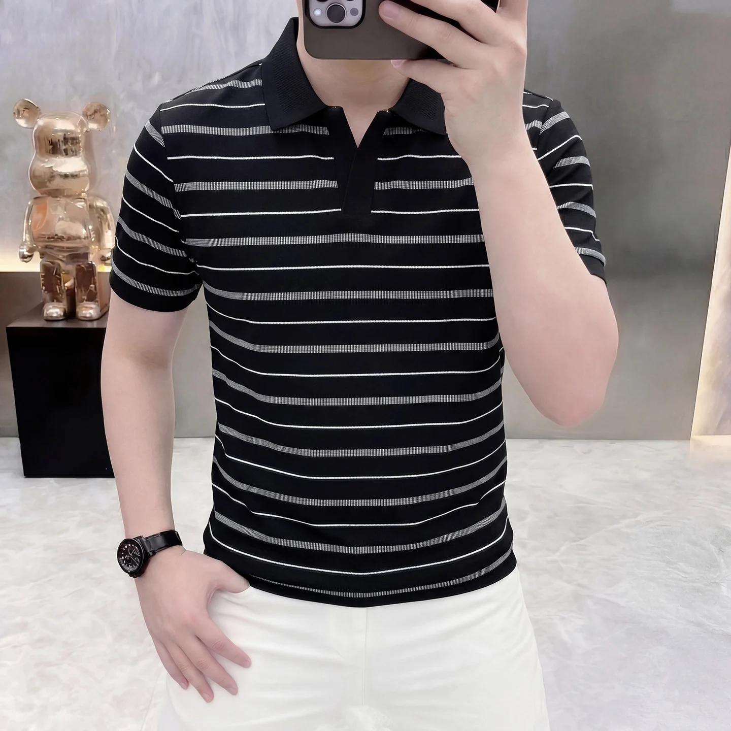 Summer New Style Men's Fashion Casual Short-Sleeved Polo Shirt Cool-Comfortable T-Shirt