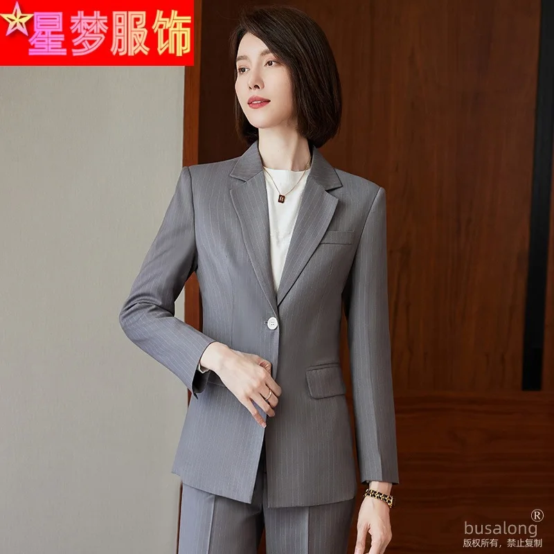 Traje profesional de manga larga para mujer, chaqueta y pantalones, ropa Formal de negocios, conjunto elegante de moda, ropa de trabajo, primavera y otoño, 2023