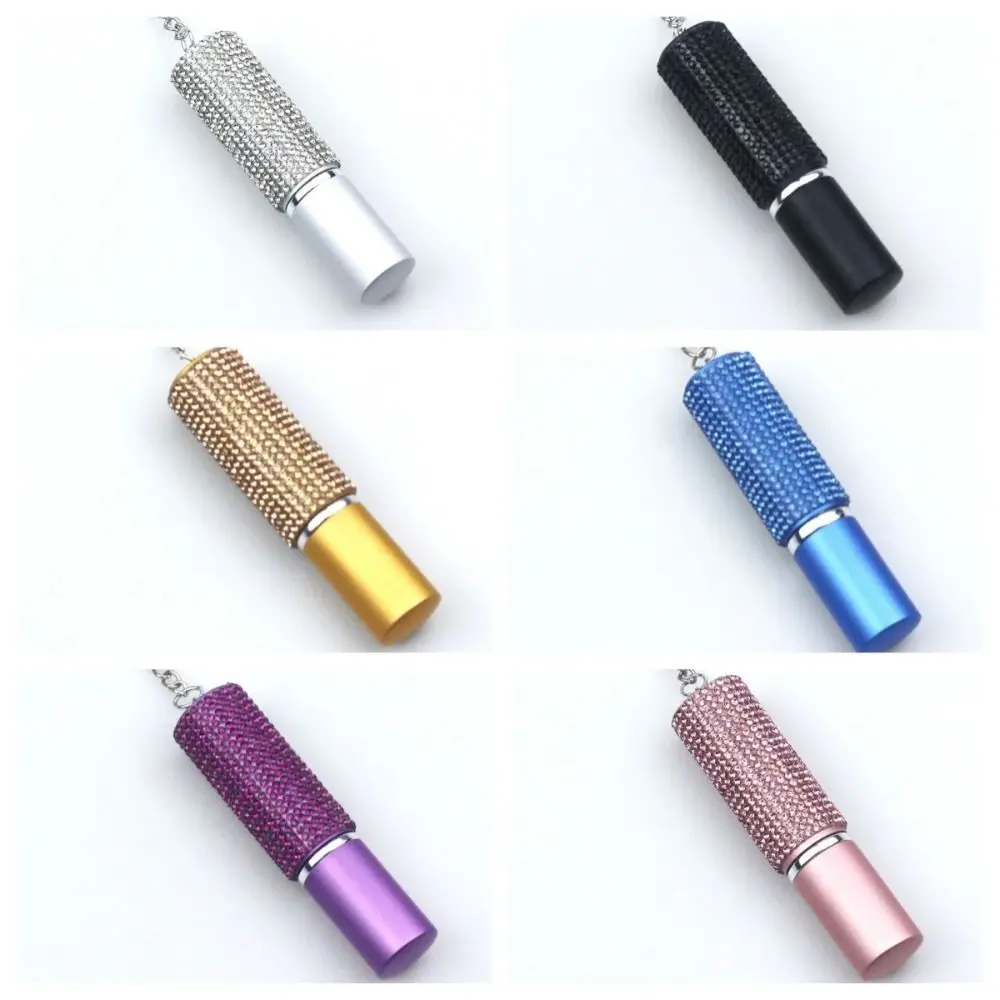 1Pc 10ml Crystal Shiny Rhinestone Empty Perfume Bottle Spray Liquid Holder With Keychain Bag Pendant