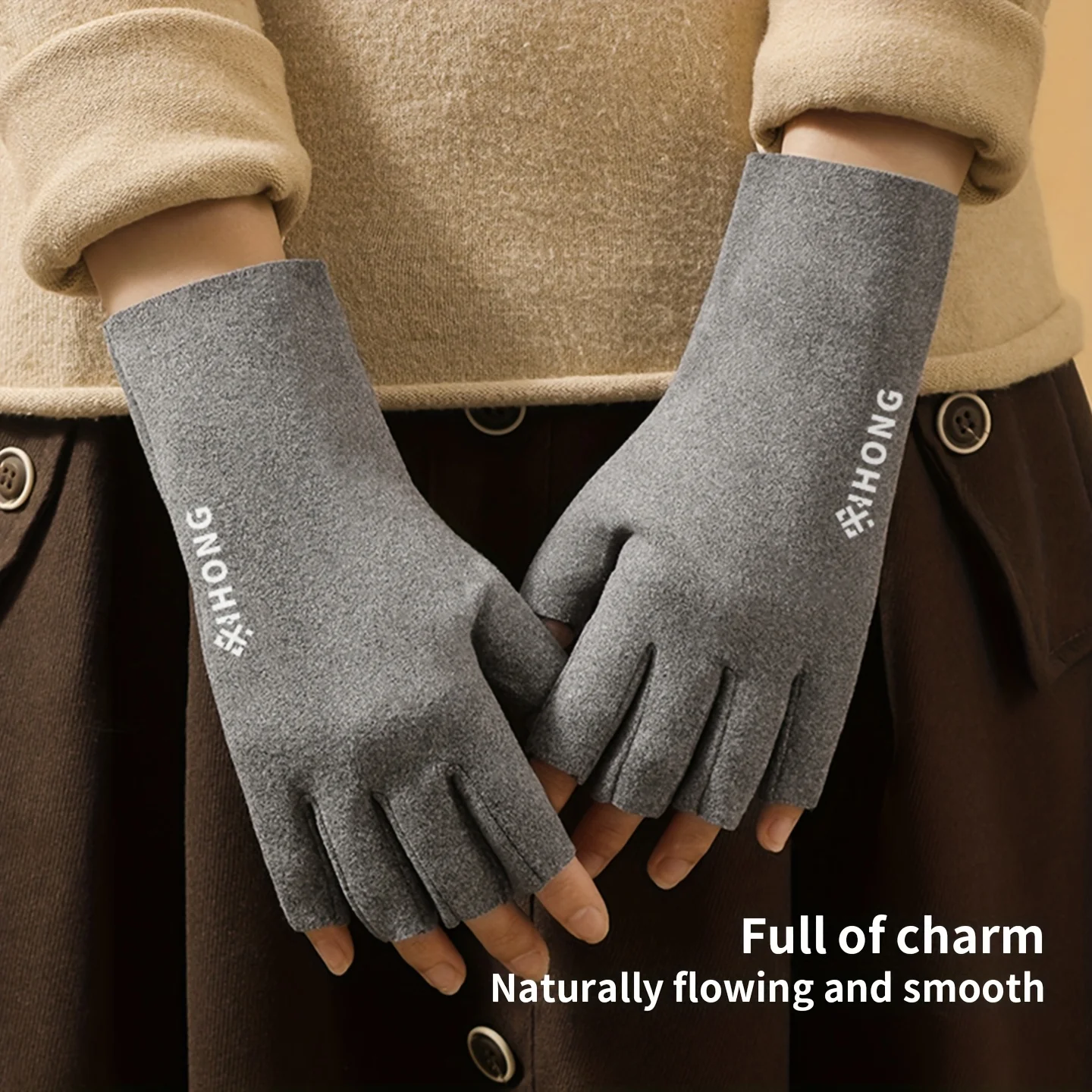 4 Pairs Winter Half Finger Gloves Men Women Touch Screen Typing Warm D-Ring Thermal Office Gloves Slim Fit Slimming Hand Warmers