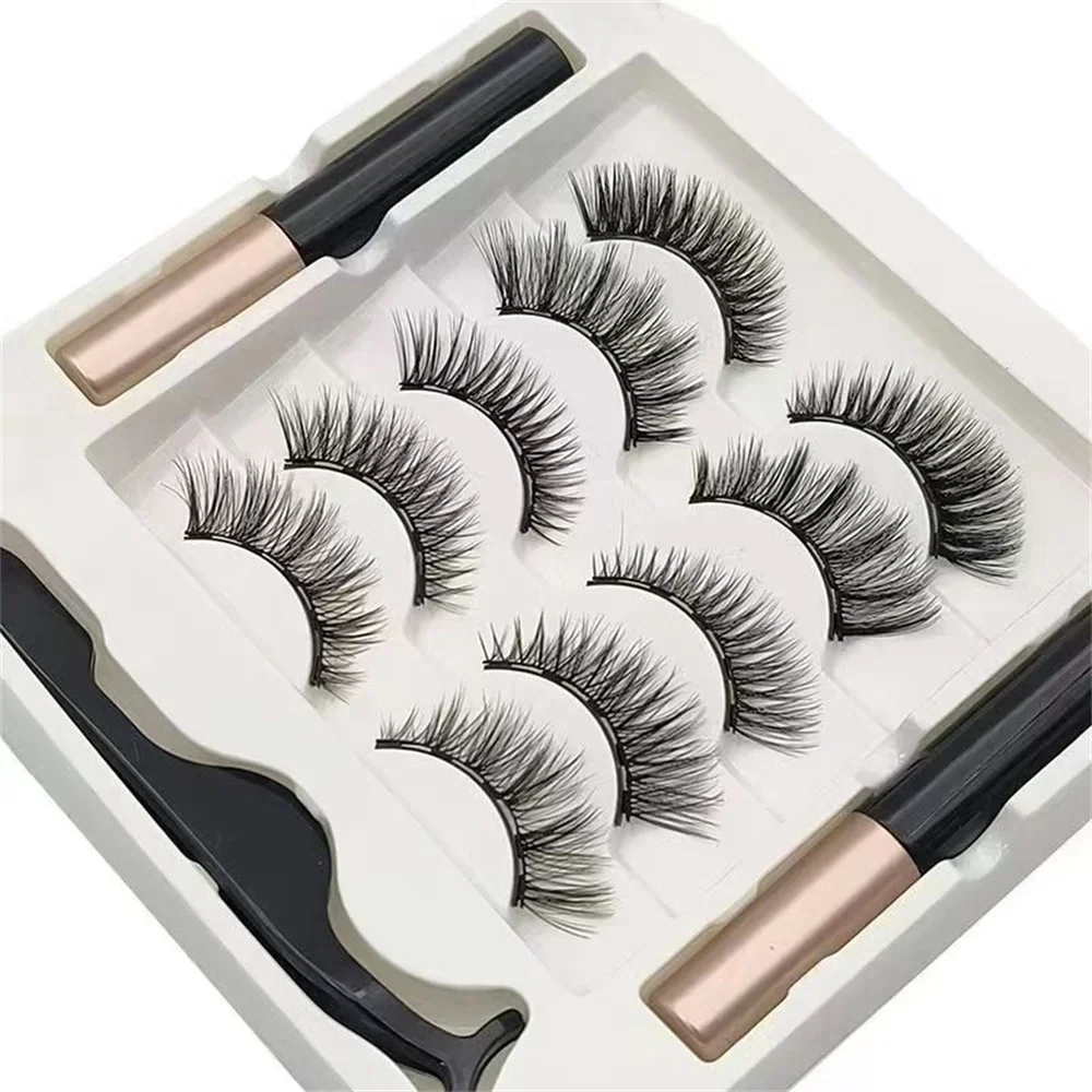 5 คู่ขนตาปลอมชุดแถบธรรมชาติ Cilia อายไลเนอร์ปลอม Dramatic Volume หนาสังเคราะห์ Eye Lashes แต่งหน้า