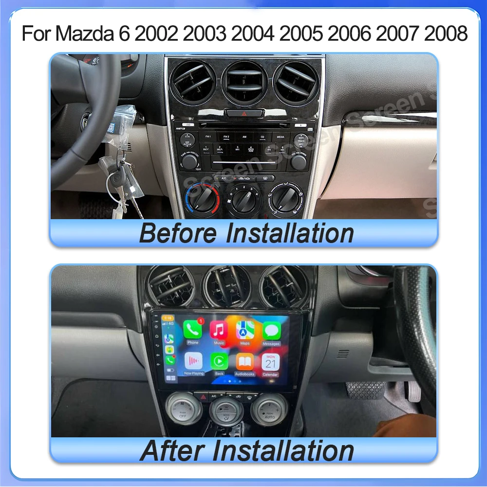 Android 16 For Mazda 6 2002 2003 2004 2005 2006 2007 2008 Car Navigation Radio Multimedia Wifi 5g Auto Player Dsp Carplay Gps