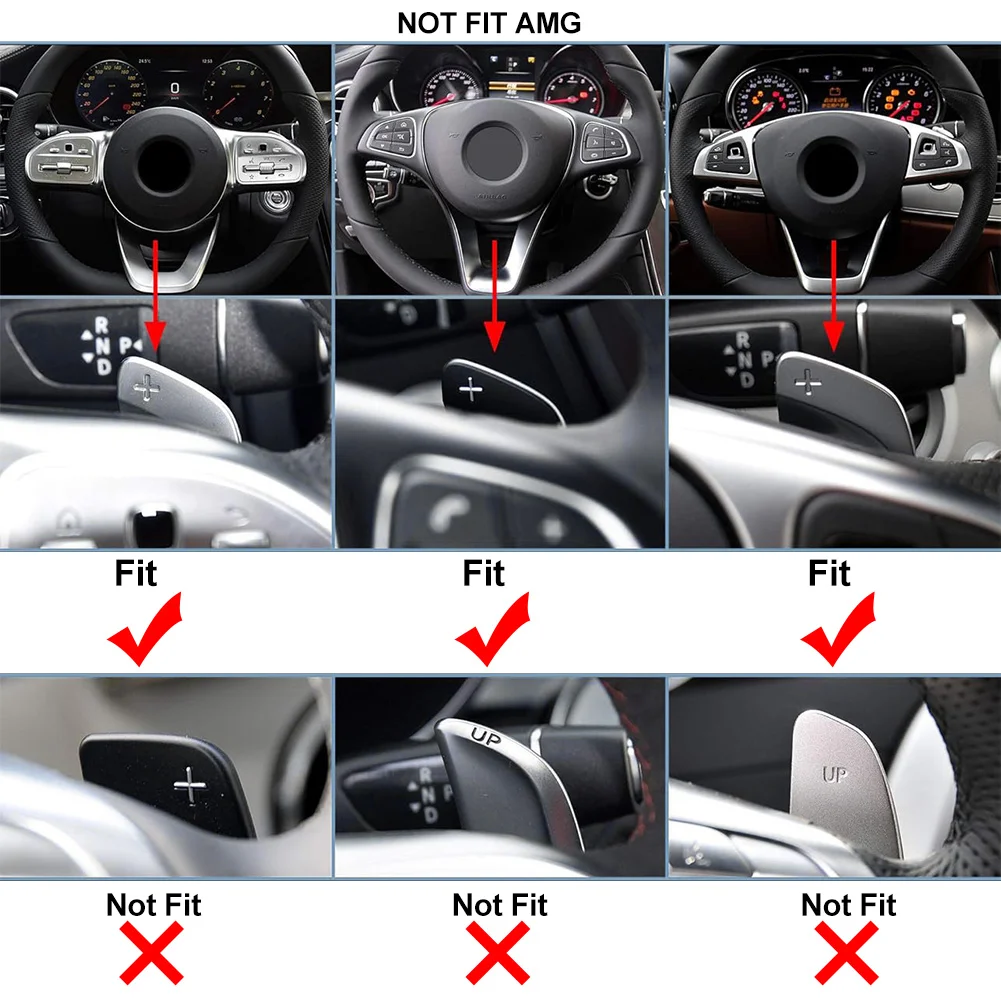 1Pair Car Steering Wheel Shifter Paddle Extension ABS Grey/Blue For Mercedes-Benz A/B/C/E/S/G/V-Class CLA CLS GLA GLC GLE GLS