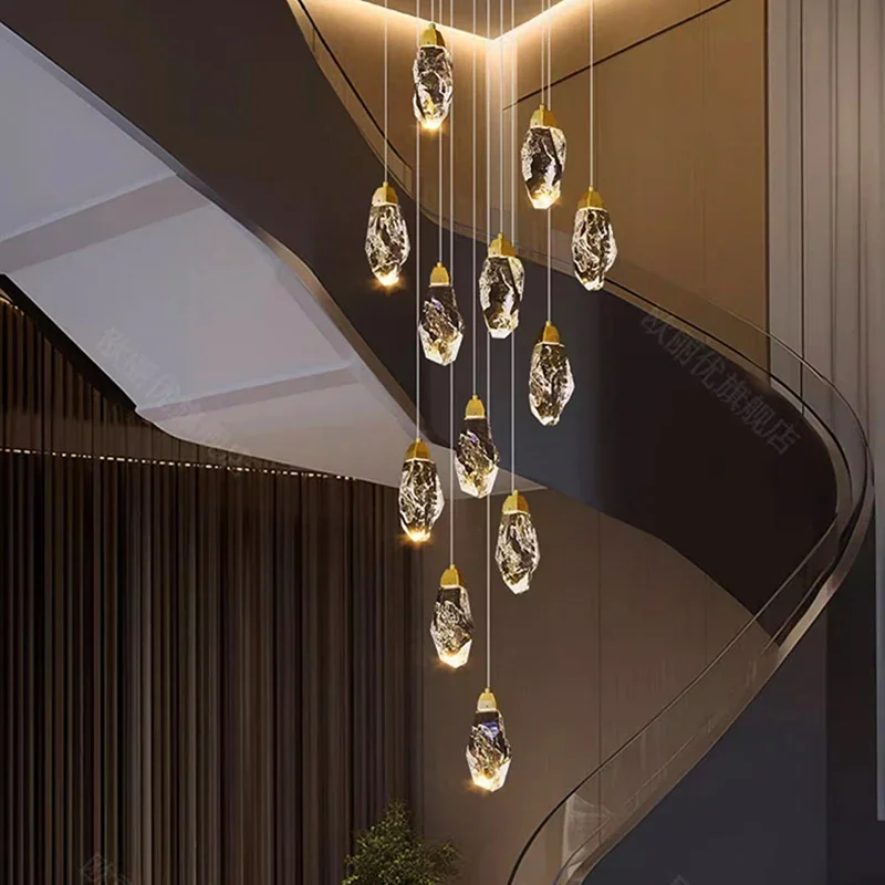 Modern home decoration crystal chandelier, stair Pendant lamp, living room Pendant lights, interior lighting