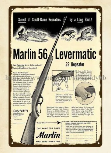 1956 MARLIN 56 Levermatic Repeater Lever Action Rifle metal tin sign art prints