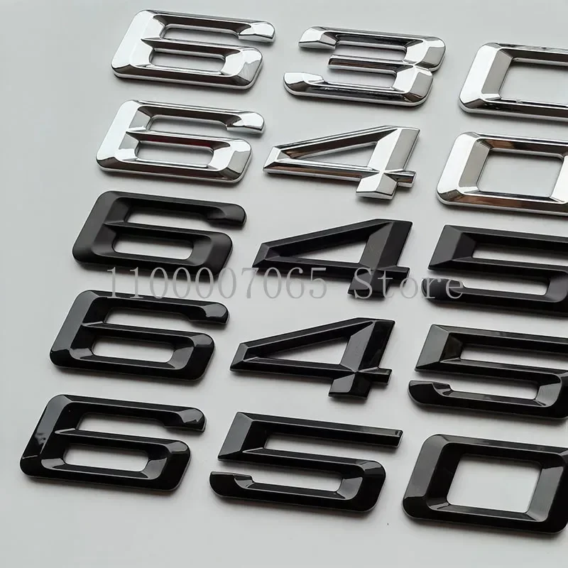 Old Font Numbers Letters 630i 635i 640i 645i 650i Top ABS Emblem for 6 Series Car Trunk Nameplate Logo Sticker Black Chrome