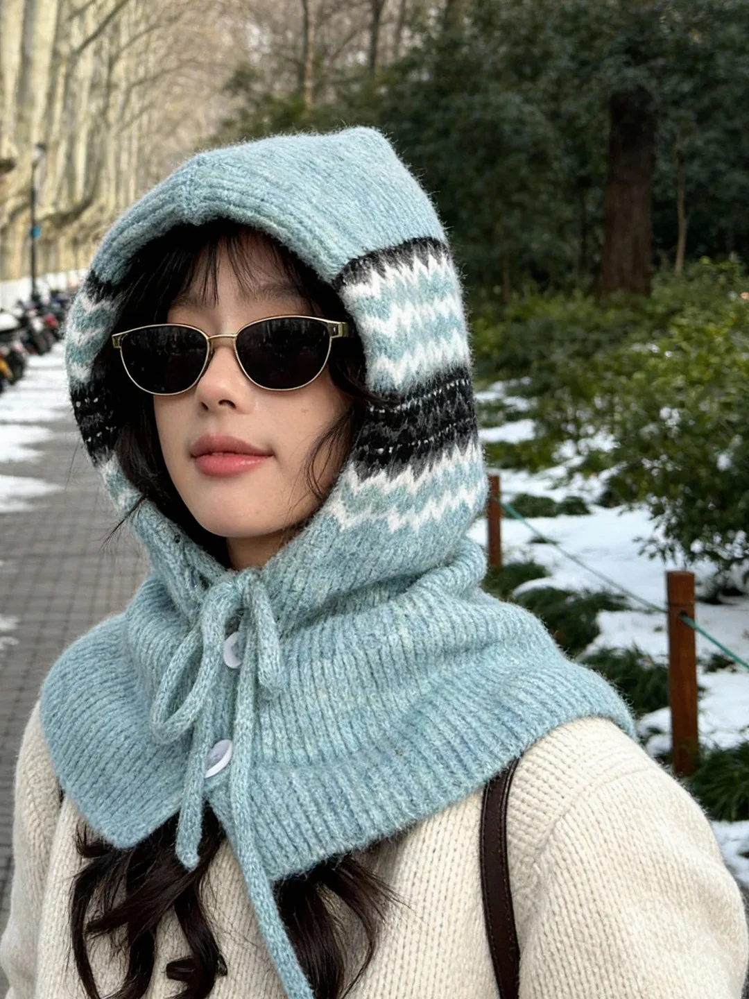 バラクファ-レディース-冬用帽子-2025年新作-ウール混紡ニット帽-フリーサイズ-カジュアル-ストライプ柄-通気性