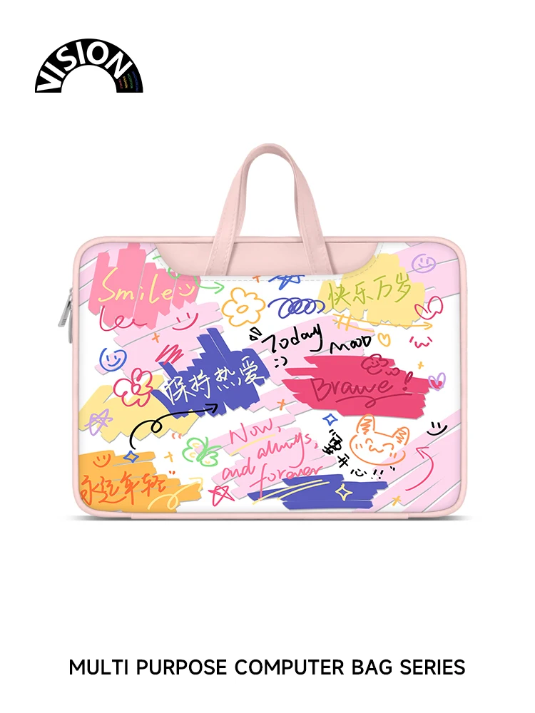 V-SION Graffiti Ins Style Notebook Heavy Duty Computer Bag Handheld Suitable for Apple MacBook 15.6-inch Small New Air13 Huawei