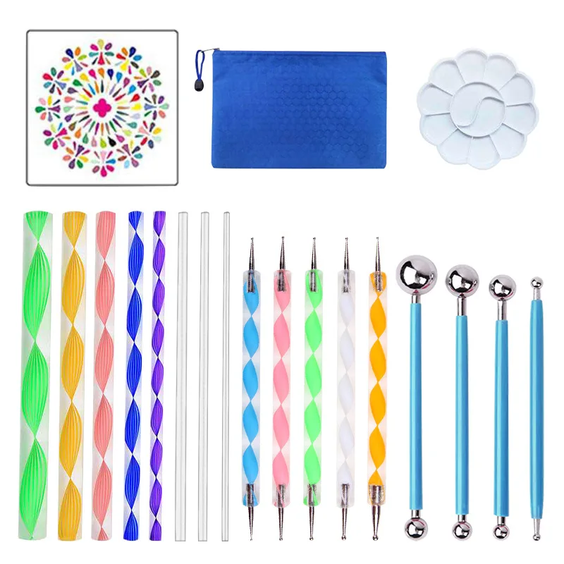 

19pcs Mandala Dotting Tools Set Pen Dotting Stencil Ball Stylus Paint Tray for Painting Rocks, Coloring, Drawing and Drafting