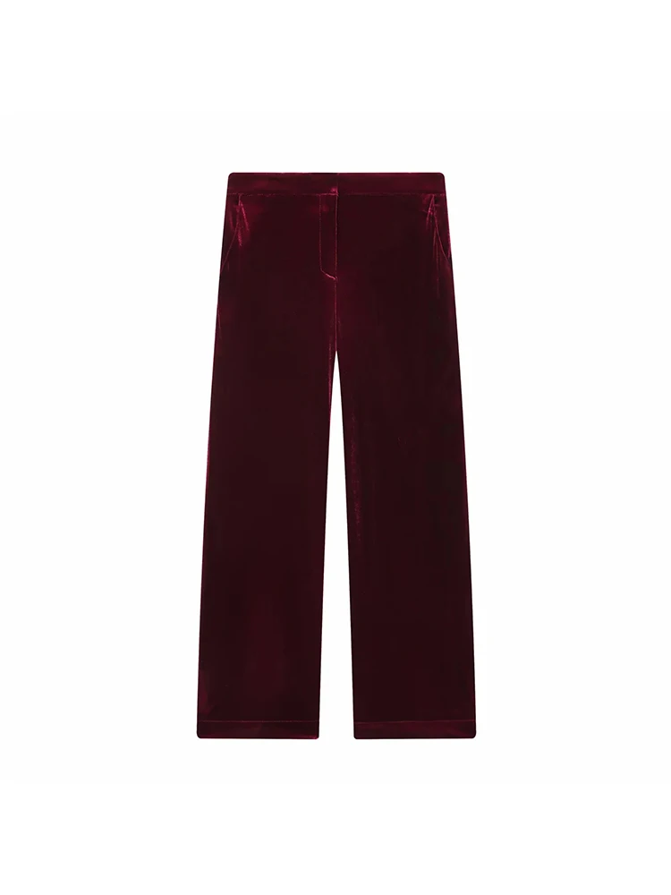 Women Fashion Ruffled Layered Single Breasted Decoration Solid Casual Shirt+High Waist Zipper Pocket Loose Slim Trousers Suit