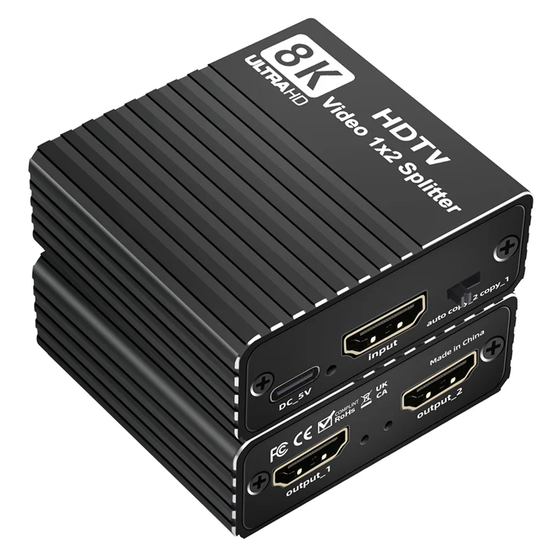 

【HASD】1X2 Splitter For 8K HDTV Ultra HD 2.1 8K 60Hz/4K 120Hz/1080P 240Hz EDID For PS5 PC Laptop Conputer