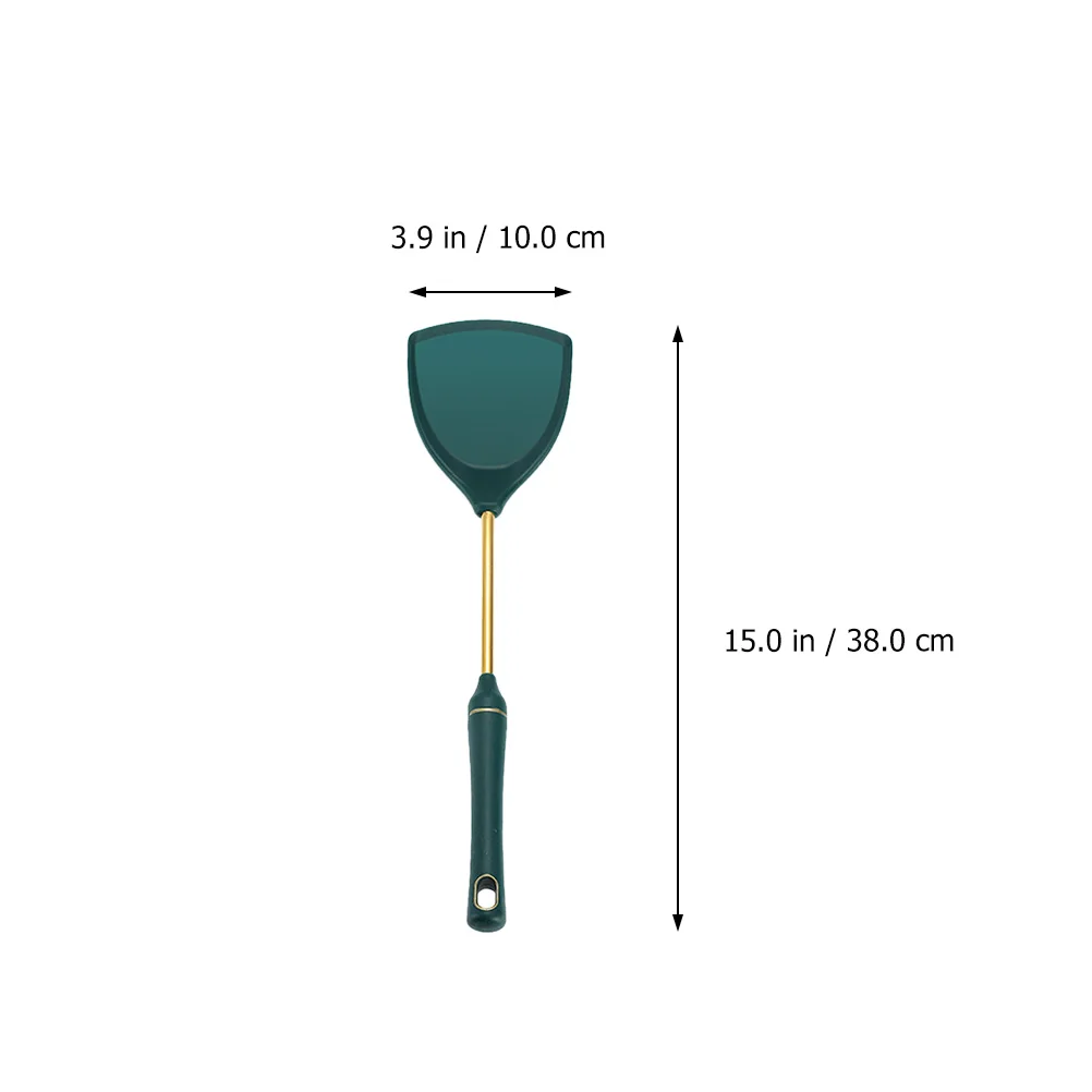 

Wide Wok Spatula Green Stainless Steel Non Stick Cooking Utensil Heat Resistant Kitchen Gadget Reusable Practical Baking Pastry